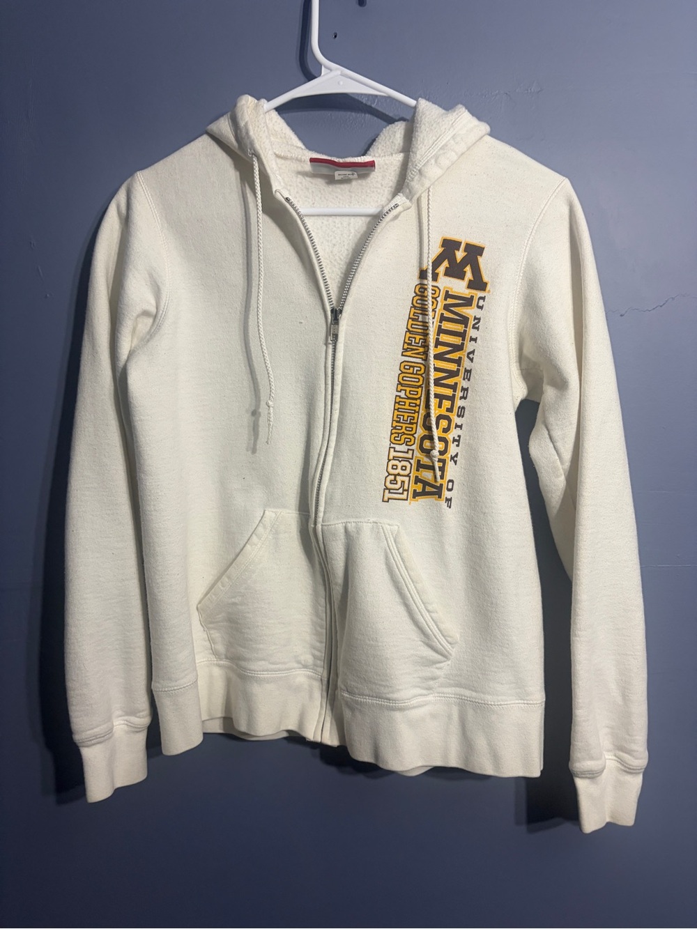 University of Minnesota Cream Zip-Front Hoodie Jacket